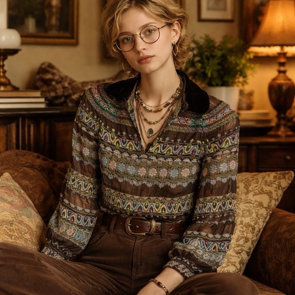 Nanette Lepore Tops - Vintage Nanette Lepore Embroidered Blouse NWTs Eclectic Grandpa Vibes W Size S